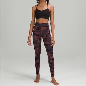 LULULEMON Women’s Wunder Under High Rise tight 25” Size:6. CAMO Smoky Red Night